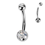 Piercing do pupíku banánek malý - TITAN, kuličky 4 a 6 mm