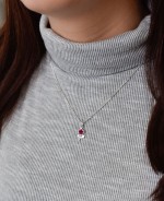 Sada šperků s krystaly Swarovski náušnice,řetízek a přívěsek růžová kytička 39172.3 fuchsia