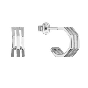 Stříbrné náušnice hranaté půlkruhy 61152