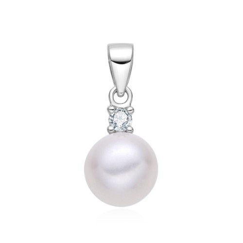Stříbrný přívěsek s pravou perlou a zirkonem