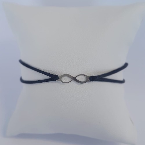 Černý textilní náramek nekonečno, Ag 925