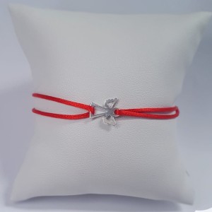 Červený textilní náramek andílek, Ag 925
