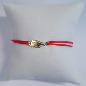 Červený textilní náramek křídlo, Ag 925