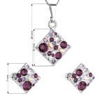 Sada šperků s krystaly Swarovski náušnice, řetízek a přívěsek fialový kosočtverec 39126.3 amethyst