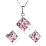 Sada šperků s krystaly Swarovski náušnice, řetízek a přívěsek růžový kosočtverec 39126.3