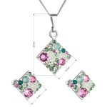 Sada šperků s krystaly Swarovski náušnice, řetízek a přívěsek zelený kosočtverec 39126.3 chrysolite