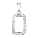 Stříbrný přívěsek s krystaly Swarovski bílý obdélník 74072.1