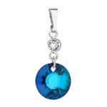 Stříbrný přívěsek s krystaly Swarovski modrý kulatý 34216.5