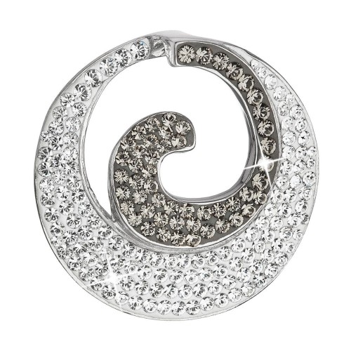 Stříbrný přívěsek s krystaly Swarovski šedý kulatý 34186.3