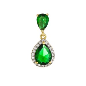 Pozlacený přívěsek zelená kapka 14071.3 green