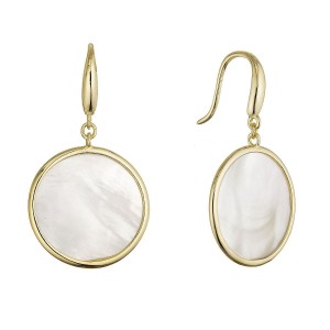 Pozlacené stříbrné náušnice kolečka s perletí 11795.1