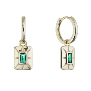 Pozlacené kruhové náušnice 11779.3 se zeleným zirkonem