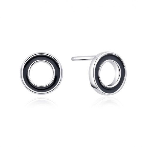 Stříbrné náušnice černá kolečka