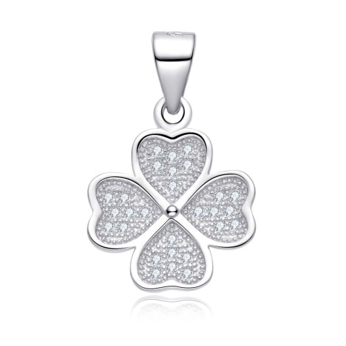 Stříbrný přívěsek čtyřlístek se zirkony