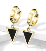 Zlacené ocelové náušnice kroužky s trojúhelníky