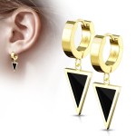 Zlacené ocelové náušnice kroužky s trojúhelníky