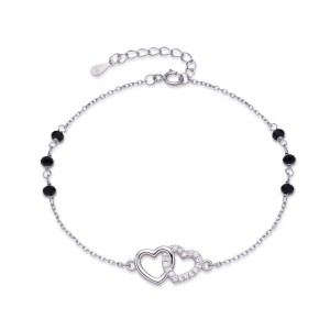 Dámský stříbrný náramek dvojité srdíčko