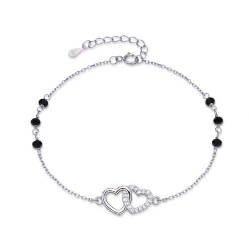 Dámský stříbrný náramek dvojité srdíčko