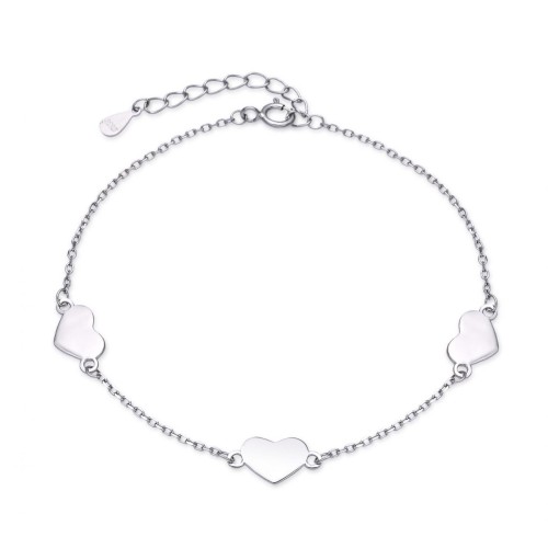 Stříbrný náramek se srdíčky