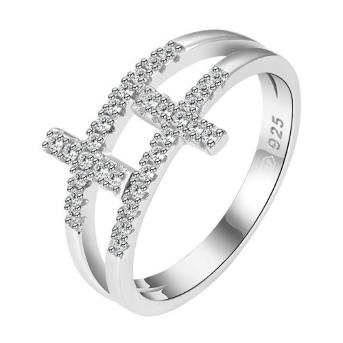 Stříbrný prsten s křížky (2,71 g, 52)