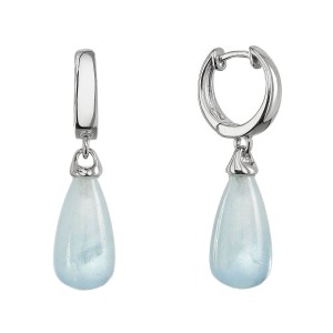 Stříbrné visací náušnice kapky s akvamarínem 11733.3