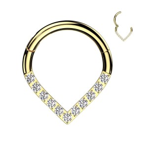 Zlacený segment kruh se zirkony septum / helix / cartilage / tragus piercing