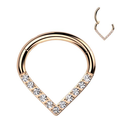 Zlacený piercing se zirkony - septum / helix / cartilage TITAN, 1,2 x 8 mm