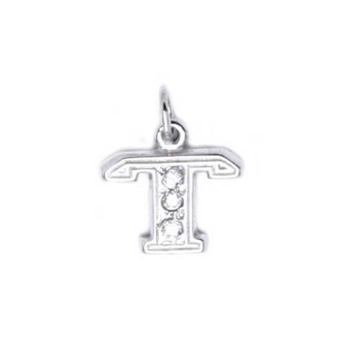 Stříbrný přívěsek písmeno se zirkony - iniciála T