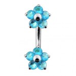 Stříbrný piercing do pupíku - kytičky (růžová)