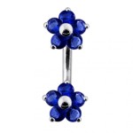 Stříbrný piercing do pupíku - kytičky (růžová)