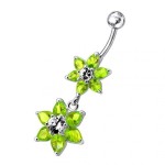 Stříbrný piercing do pupíku - kytičky (čirá)