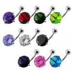 Stříbrný piercing do pupíku - zirkon 12 mm (fialová)