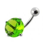 Stříbrný piercing do pupíku - zirkon 12 mm (fialová)