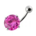 Stříbrný piercing do pupíku - zirkon 12 mm (fialová)