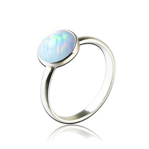 Stříbrný prsten s opálem 8 mm (1,78 g, 59)