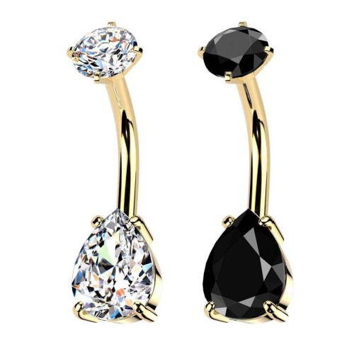 Zlacený ocelový piercing do pupíku