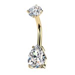 Zlacený ocelový piercing do pupíku