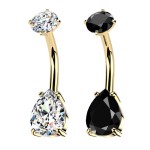 Zlacený ocelový piercing do pupíku (čirá)