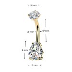 Zlacený ocelový piercing do pupíku (čirá)