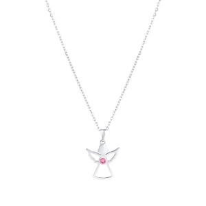 Ocelový náhrdelník anděl se Swarovski krystaly růžový 42043.3