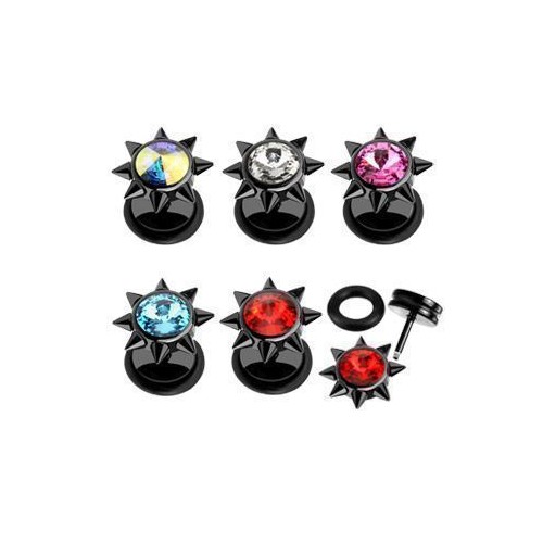 Piercing falešný plug s hrotíky růžový