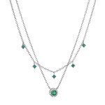 Stříbrný náhrdelník dvojitý se zelenými zirkony 12186.3 emerald