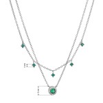 Stříbrný náhrdelník dvojitý se zelenými zirkony 12186.3 emerald