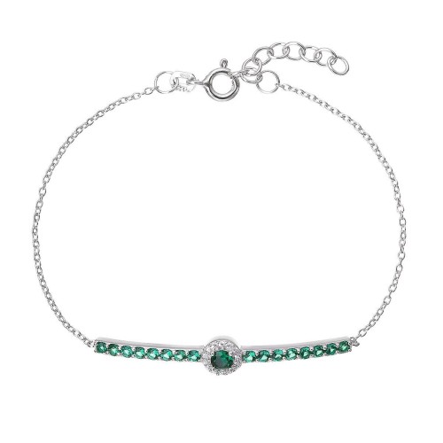 Stříbrný náramek se zelenými zirkony 13116.3 emerald