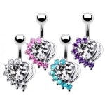 Stříbrný piercing do pupíku (čirá/čirá)