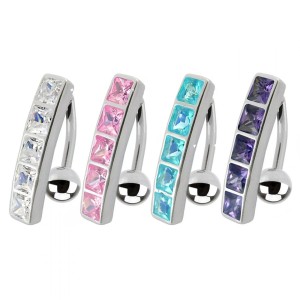 Stříbrný piercing do pupíku se štítem - obrácený