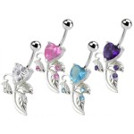 Stříbrný piercing do pupíku - srdíčko (tyrkysová)