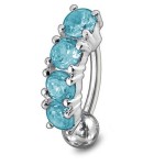 Stříbrný piercing do pupíku - obrácený (tyrkysová)