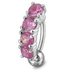 Stříbrný piercing do pupíku - obrácený (tyrkysová)