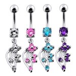 Stříbrný piercing do pupíku (fialová)